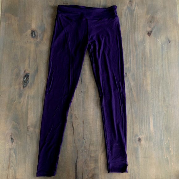 Girls Size 10-Adult S (4) Purple Solid Color Leggings - Picture 2 of 3